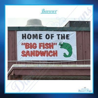 Custom made banner for a restaurants on the outside of their building.