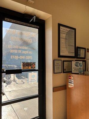 The inside view of Dr. Nyon's office door