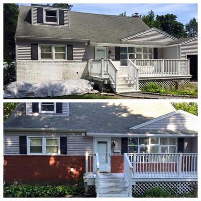 Painted Brick home, before and after blasting.