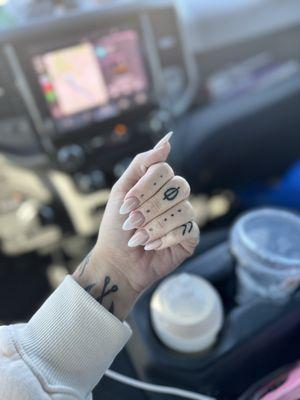 Ombré white and nude with almond shape