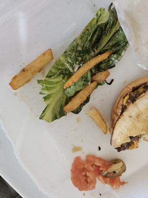 Soggy LETTECE and tomatoes, no onions as paid.