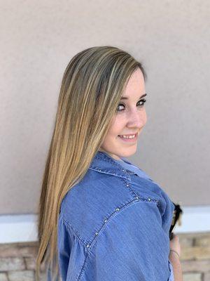 Highlights, one length haircut