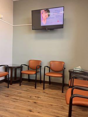 Clean and comfy waiting area.