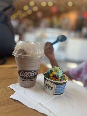 Milkshake & mint chocolate chip custard
