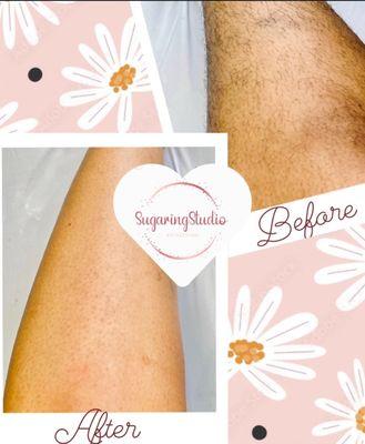 Leg sugaring service. Never shave again, sugar instead. It's so much better for your skin. You will love the results.