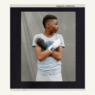 A young boxer training