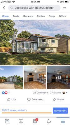 30,000 views on Facebook and sold in 2 days!!!