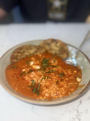 Tunisian-style eggs with naan bread