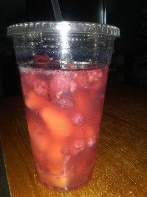 Raspberry and pineapple infused water.