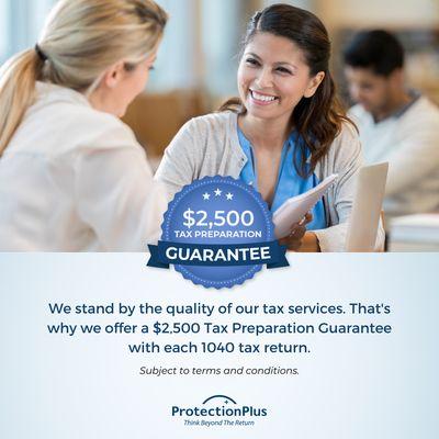 Protection Plus is our premier partner for tax audit defense and identity theft restoration. Available with every 1040 filing.
