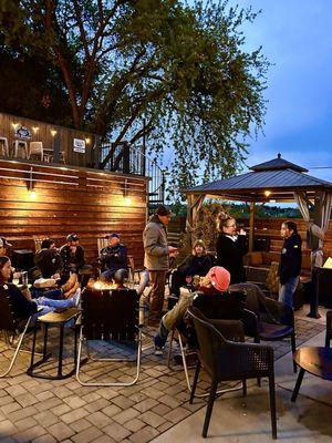 Gathering around fire pits.