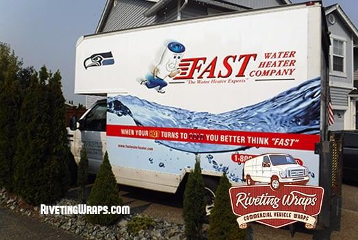 Box Truck Wraps for Fast Water Heaters' West Coast Fleet by Riveting Wraps