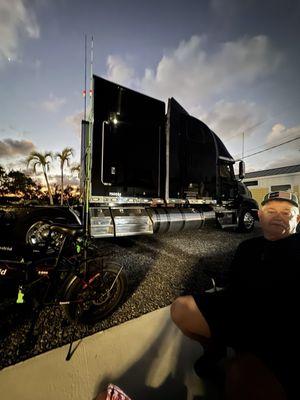 Our rig. The space was nicely set up with a table and a concrete pad.