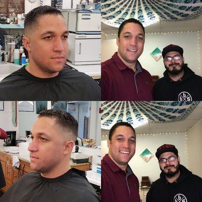 Slick back and mid razor fade