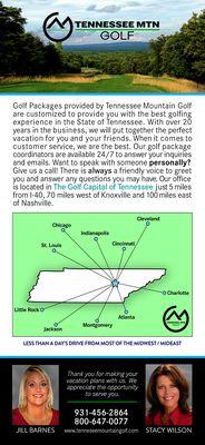 Centrally located and an easy drive for your next golf vacation