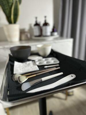 Prepping for a facial.