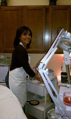 Getting ready to begin a European Facial followed by a Brazilian Wax