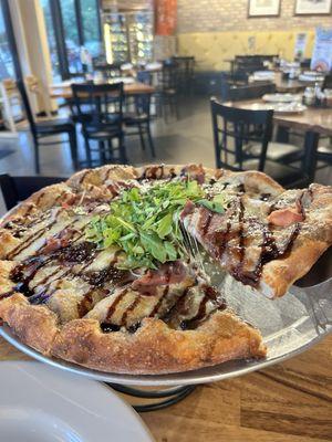 16" Prosciutto & Fig pizza with truffle oil and fig sauce on top