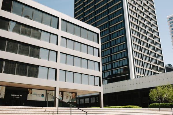 We are located in the American Life Building, in between the KY Center for the Arts and the BB&T Building on Main Street.