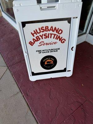 Husband Babysitting Service. Drop him off while you shop!