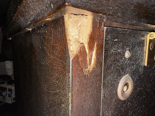 The dropped the corner on the platform they layed down