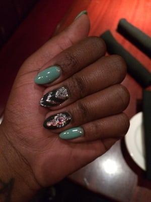Gel manicure with some bling of course!