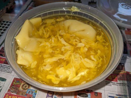 Wonton egg drop soup, a hybrid theory, excellently eggsecuted.