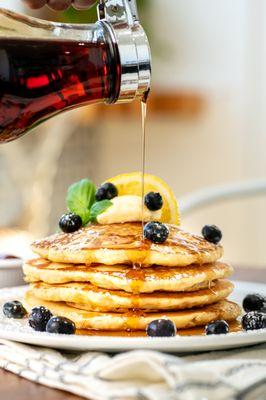 Our pancakes start with farm fresh eggs, organic vanilla and a few other secret ingredients. Try the signature Blueberry, Lemon & Ricotta