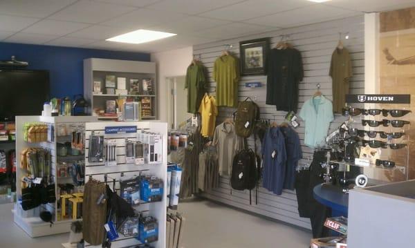 Camping gear, apparel, & books