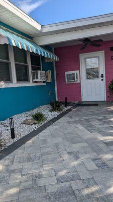 Office (left) and studio bungalow (right).