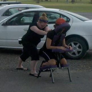 Doing Chair massages at a Charity Golf Tournament for a local children's home.