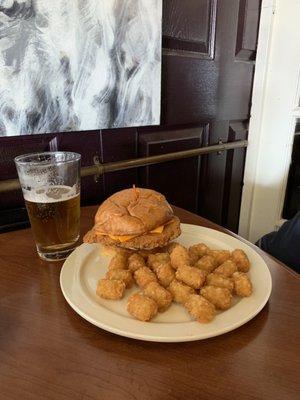 Chicken sandwich paired with a Nimble Hill IPA