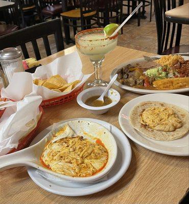 Queso Flameado with chorizo