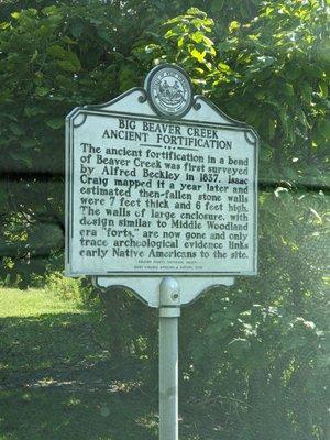 Big Beaver Creek Ancient Fortification Marker