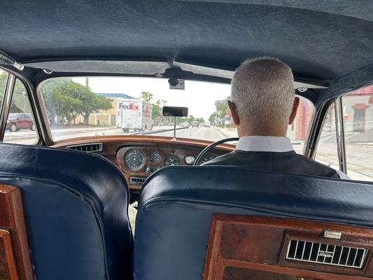 Driving to the church from our hotel.