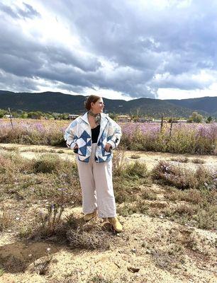 Custom jacket made from an antique quilt