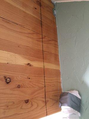 Finished beam marked with felt tip pen