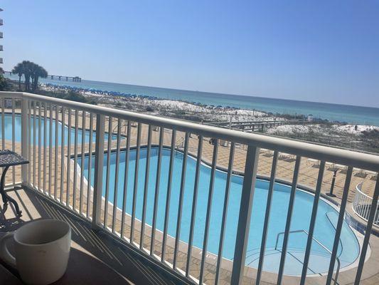 Pool and beach view.