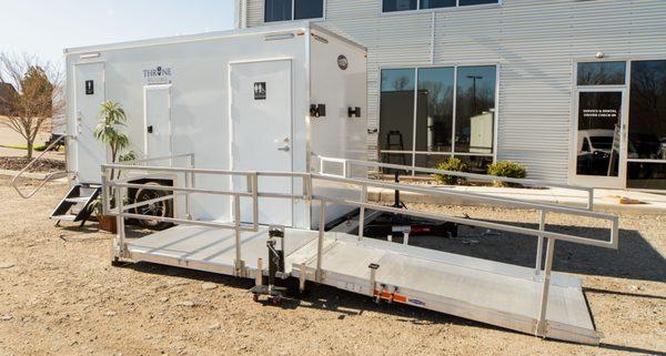 Outside the King & Queen Restroom Trailer Rental