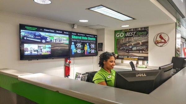 Friendly PSA's to help you at our convenient counters, located in the baggage claim area.