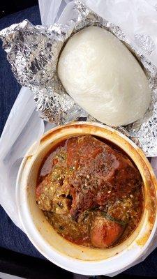 tilapia & okra stew w/ pounded yam. crazy flavour! so good.