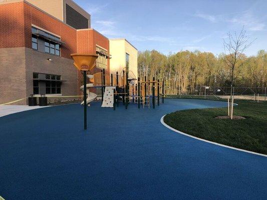 Billingsley Elementary School in Charles County, Maryland. Poured-in-place safety surfacing project by East Coast Surfacing.