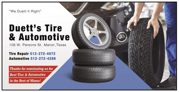 Duett's Tire and Automotive ad