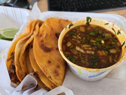 Birria Taco and Consomé $15