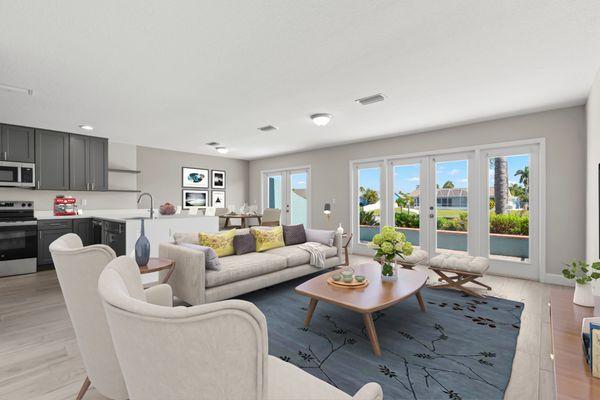 Spacious Living Room with French Patio Doors