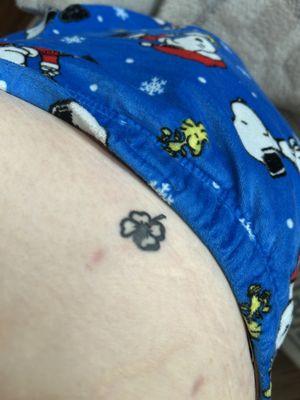 Fine line clover tattoo one year later