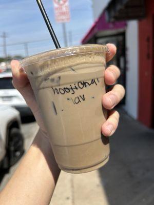 Hojicha Latte with lavender
