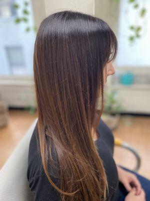 long layered cut and color