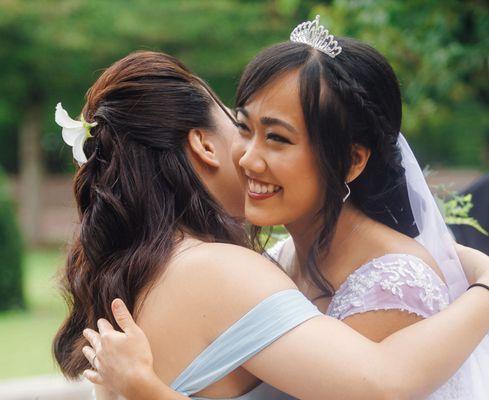 bridal makeup, bridal hair, bridesmaid hair
