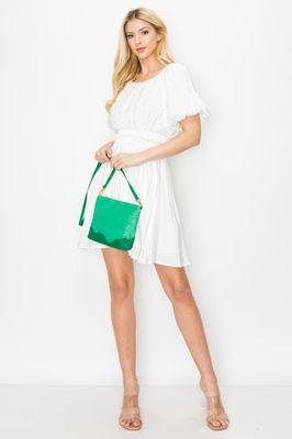 small crossbody with zipper on back. Italian Leather. Made in LA